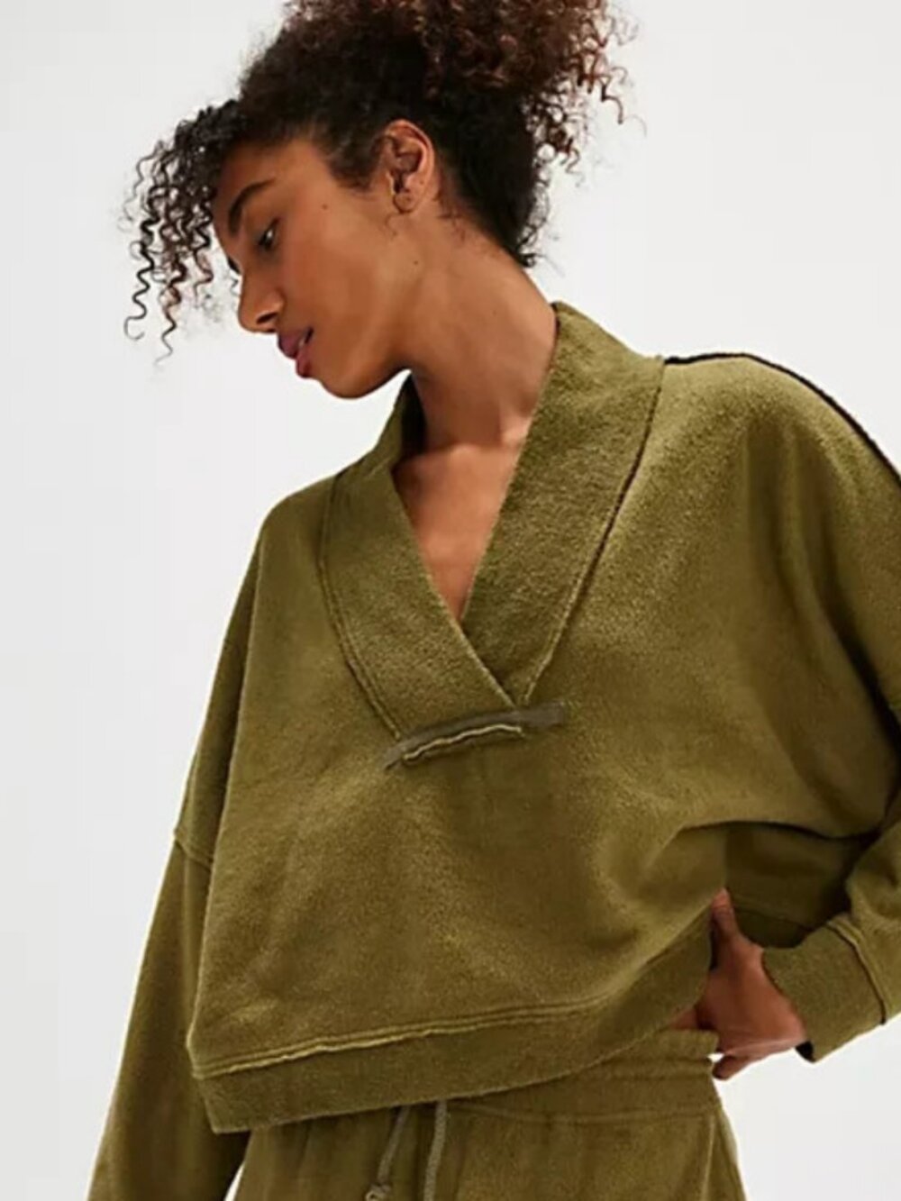 Free People Chill Beat Lounge washed Green Intimately Pullover Top XS